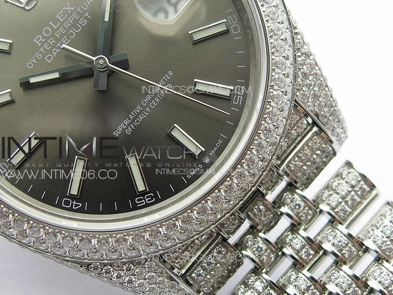 DateJust 41 126334 Full Paved Diamonds BP Best Edition Rhodium Dial Stick Markers on Jubilee Bracelet A2824
