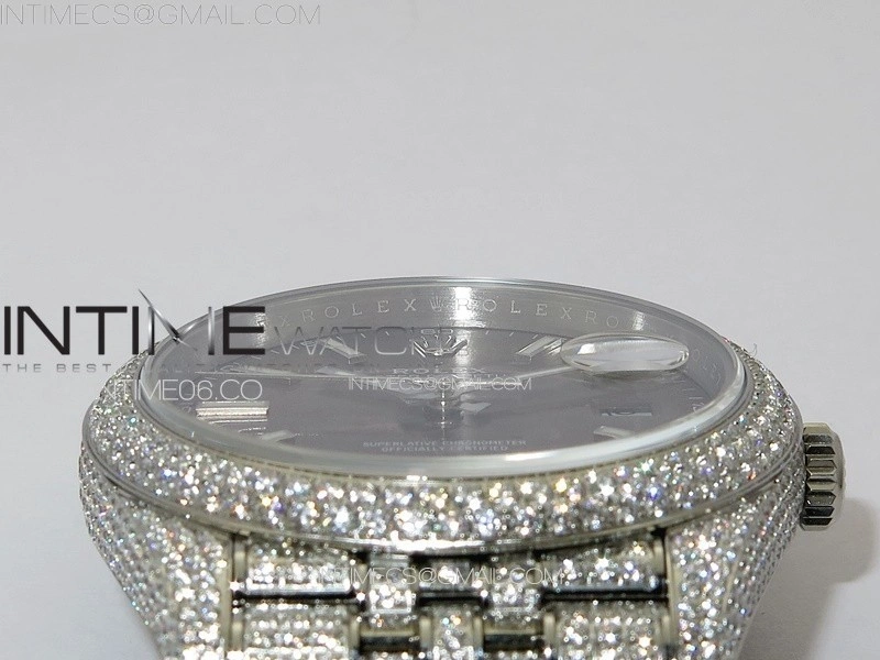 DateJust 41 126334 Full Paved Diamonds BP Best Edition Rhodium Dial Stick Markers on Jubilee Bracelet A2824