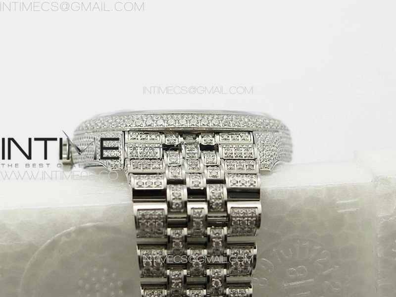 DateJust 41 126334 Full Paved Diamonds BP Best Edition Rhodium Dial Stick Markers on Jubilee Bracelet A2824
