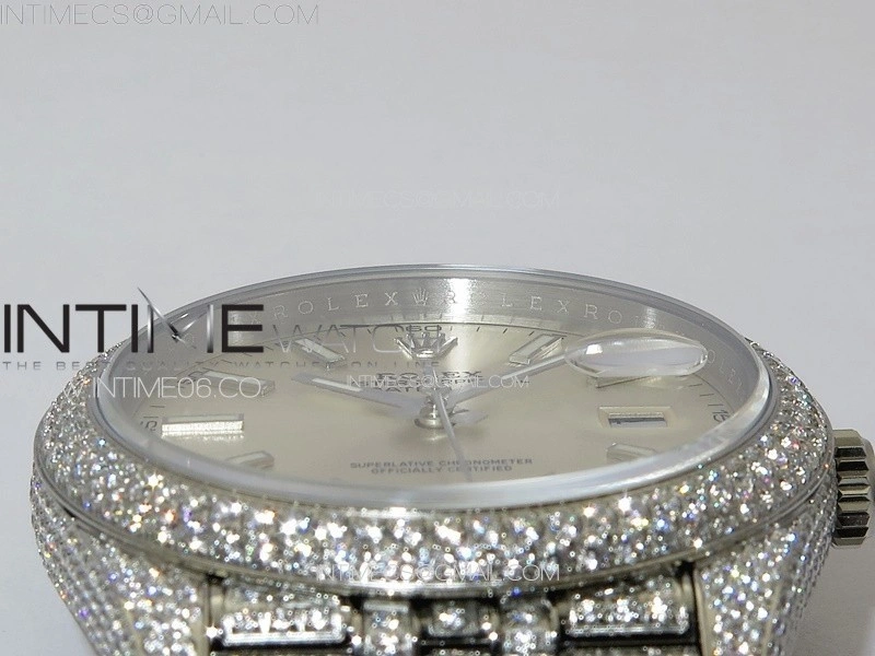 DateJust 41 126334 Full Paved Diamonds BP Best Edition Silevr Dial Sticks Markers on Jubilee Bracelet A2824