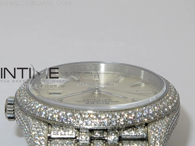 DateJust 41 126334 Full Paved Diamonds BP Best Edition Silevr Dial Sticks Markers on Jubilee Bracelet A2824