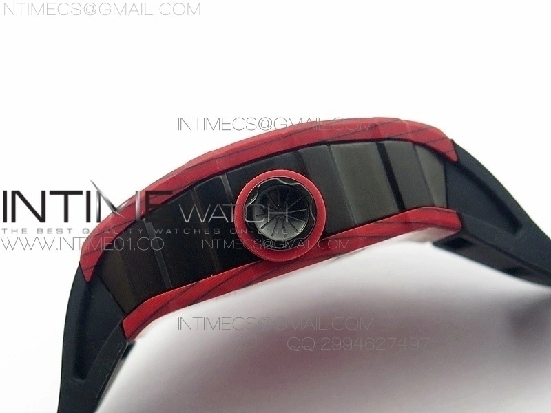 RM 035-2 Red Forge Carbon Black Inner Bezel Skeleton Dial on Black Rubber Strap MIYOTA9015