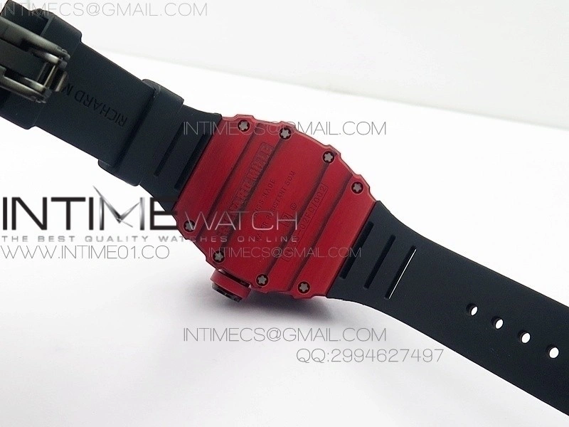 RM 035-2 Red Forge Carbon Black Inner Bezel Skeleton Dial on Black Rubber Strap MIYOTA9015