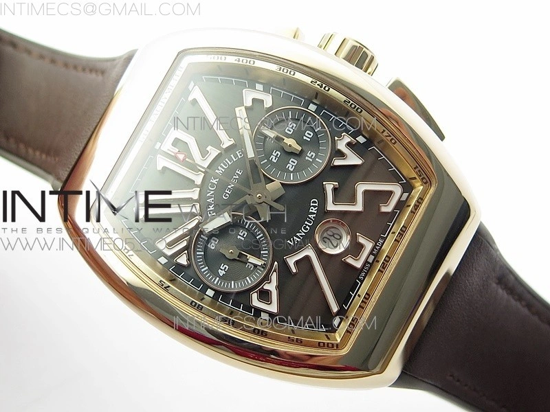 Vanguard V45 Chrono Brushed RG Case Gold Inner Bezel ABF Best Edition Gray Dial on Gray Gummy Strap A7750
