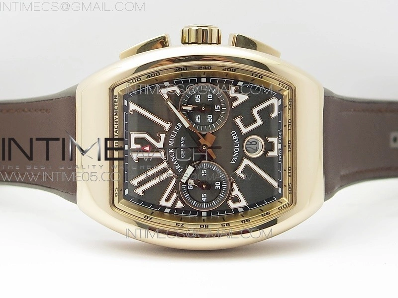 Vanguard V45 Chrono Brushed RG Case Gold Inner Bezel ABF Best Edition Gray Dial on Gray Gummy Strap A7750