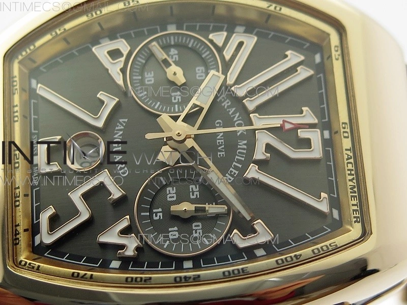 Vanguard V45 Chrono Brushed RG Case Gold Inner Bezel ABF Best Edition Gray Dial on Gray Gummy Strap A7750