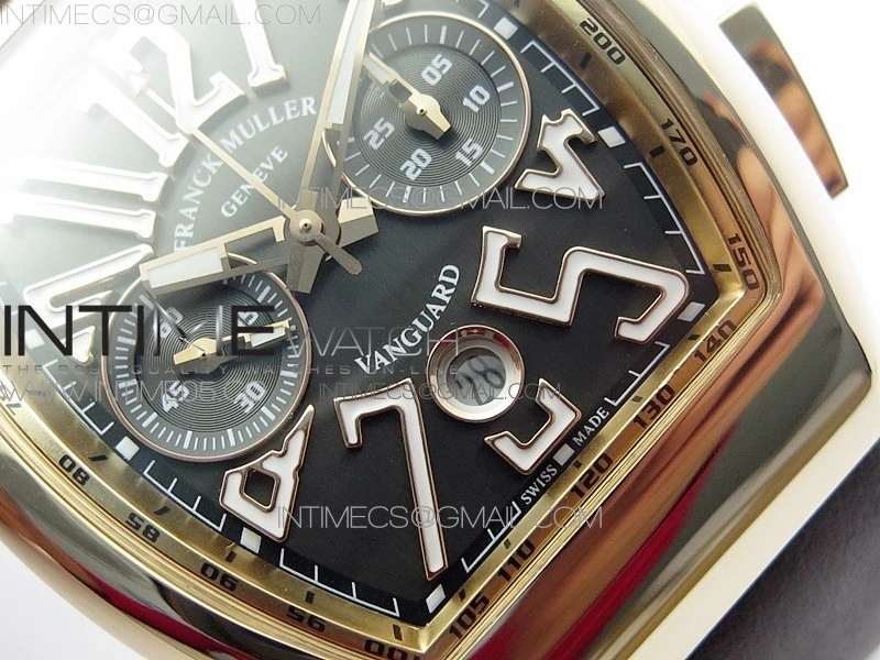 Vanguard V45 Chrono Brushed RG Case Gold Inner Bezel ABF Best Edition Gray Dial on Gray Gummy Strap A7750