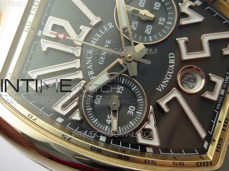 Vanguard V45 Chrono Brushed RG Case Gold Inner Bezel ABF Best Edition Gray Dial on Gray Gummy Strap A7750