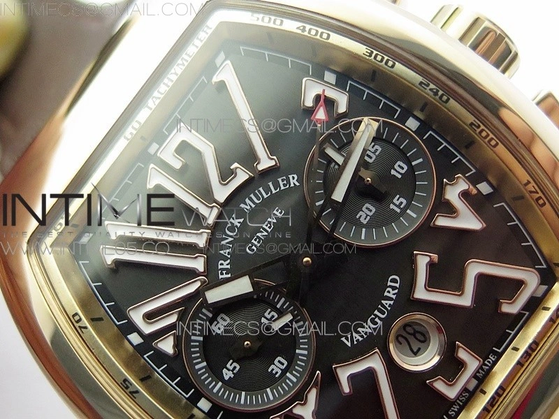 Vanguard V45 Chrono Brushed RG Case Gold Inner Bezel ABF Best Edition Gray Dial on Gray Gummy Strap A7750