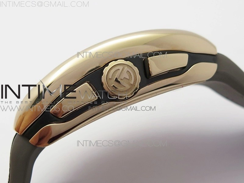 Vanguard V45 Chrono Brushed RG Case Gold Inner Bezel ABF Best Edition Gray Dial on Gray Gummy Strap A7750