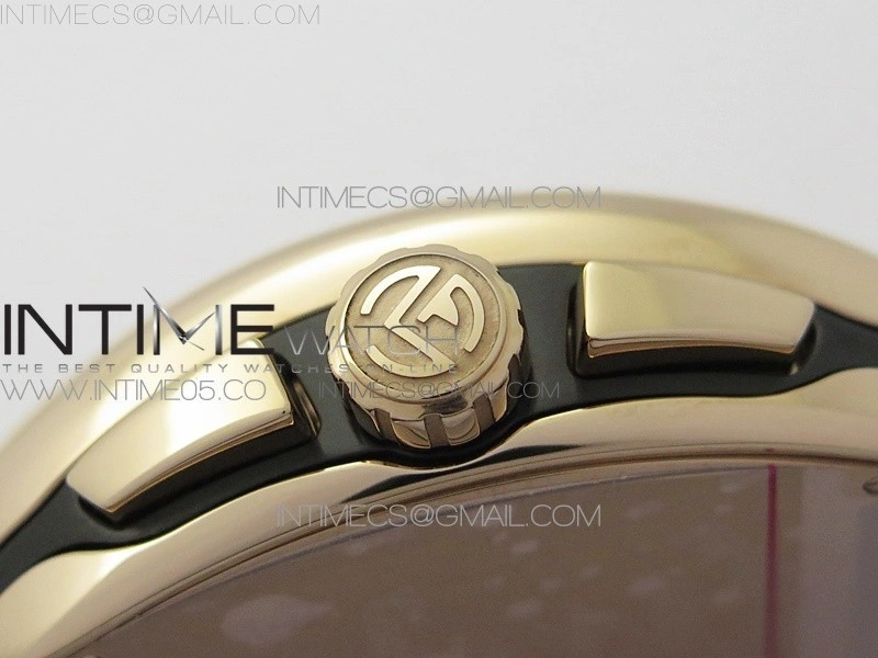 Vanguard V45 Chrono Brushed RG Case Gold Inner Bezel ABF Best Edition Gray Dial on Gray Gummy Strap A7750