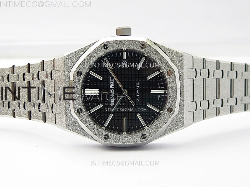 Royal Oak 41mm 15410 Frosted SS APSF 1:1 Best Edition Black Textured Dial on SS Bracelet SA3120 Super Clone