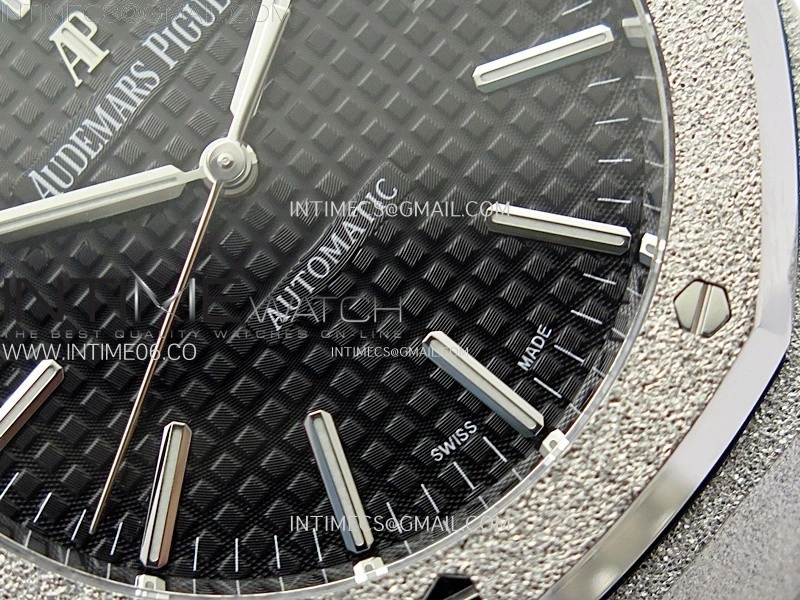 Royal Oak 41mm 15410 Frosted SS APSF 1:1 Best Edition Black Textured Dial on SS Bracelet SA3120 Super Clone
