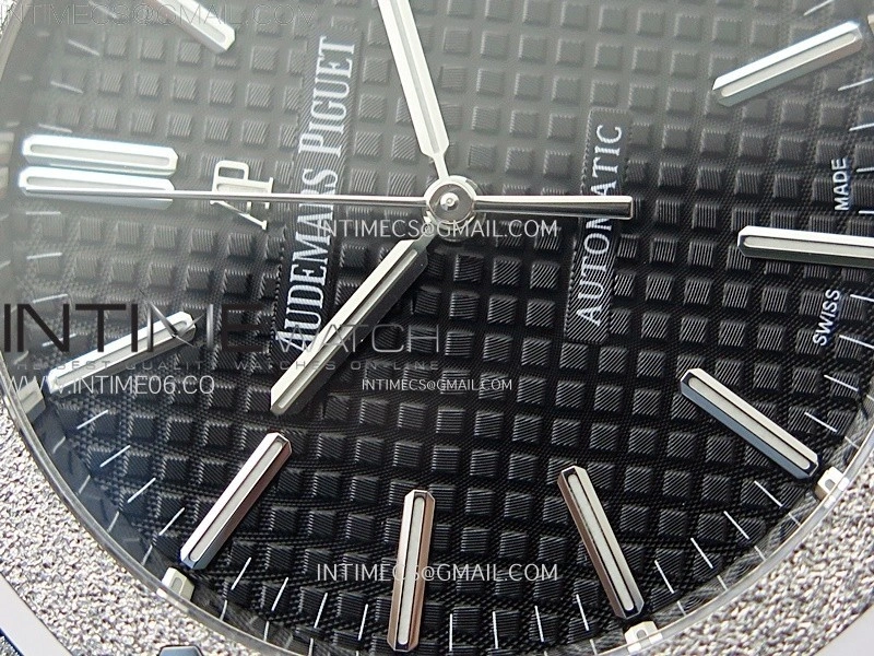 Royal Oak 41mm 15410 Frosted SS APSF 1:1 Best Edition Black Textured Dial on SS Bracelet SA3120 Super Clone
