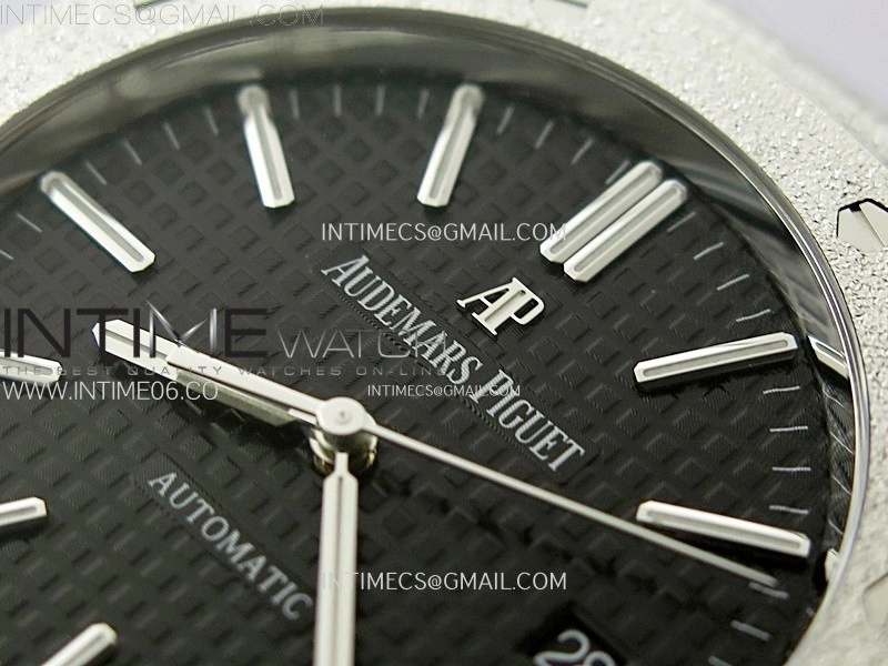 Royal Oak 41mm 15410 Frosted SS APSF 1:1 Best Edition Black Textured Dial on SS Bracelet SA3120 Super Clone