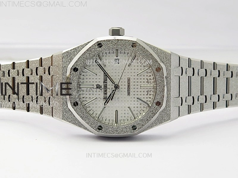 Royal Oak 41mm 15410 Frosted SS APSF 1:1 Best Edition White Textured Dial on SS Bracelet SA3120 Super Clone