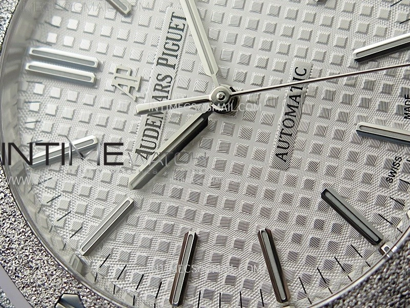 Royal Oak 41mm 15410 Frosted SS APSF 1:1 Best Edition White Textured Dial on SS Bracelet SA3120 Super Clone