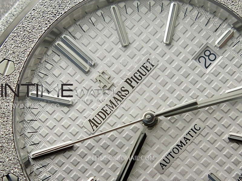Royal Oak 41mm 15410 Frosted SS APSF 1:1 Best Edition White Textured Dial on SS Bracelet SA3120 Super Clone