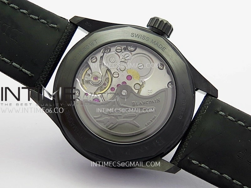 Fifty Fathoms Bathyscaphe Green Ceramic GF 1:1 Best Edition Green Ombre Dial On Black Sail-Canvas Strap A1315