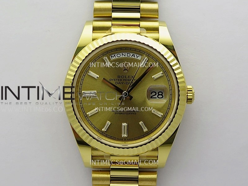 Day Date 40 YG 228238 THBF Gain Weight 1:1 Best Edition Gold Dial T Diamond Marker on President Bracelet VR3255 V3