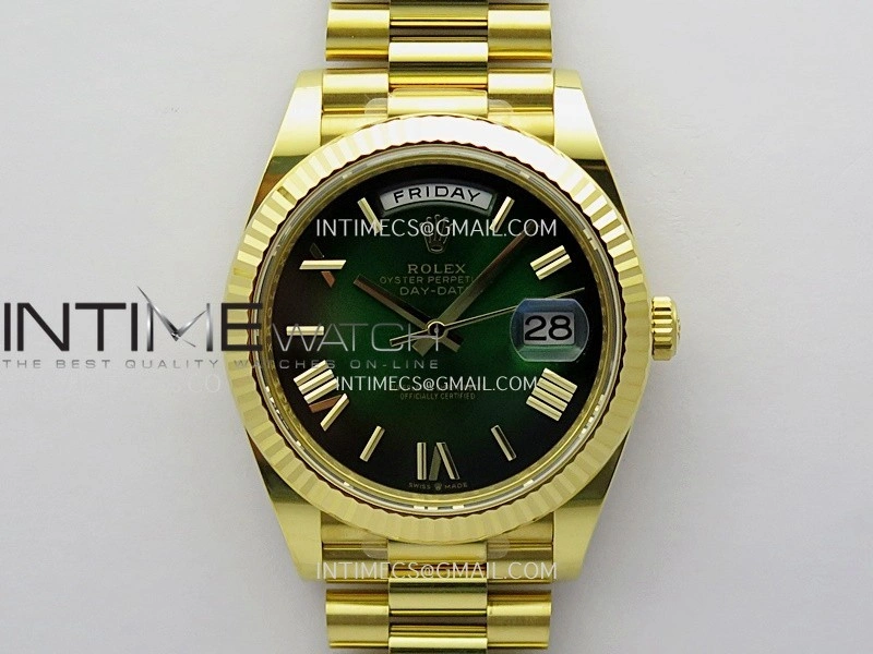 Day Date 40 YG 228238 THBF 1:1 Gain Weight Best Edition Green Ombre Dial Roman Marker on President Bracelet VR3255 V3