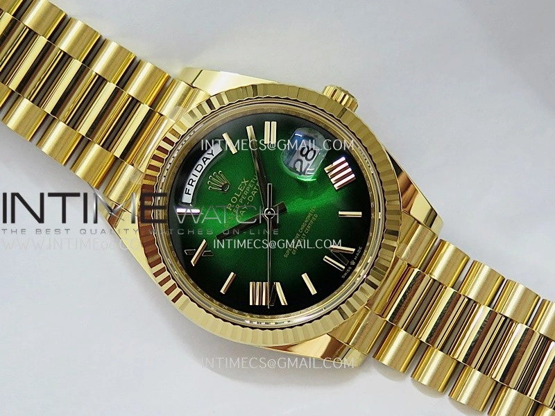Day Date 40 YG 228238 THBF 1:1 Gain Weight Best Edition Green Ombre Dial Roman Marker on President Bracelet VR3255 V3