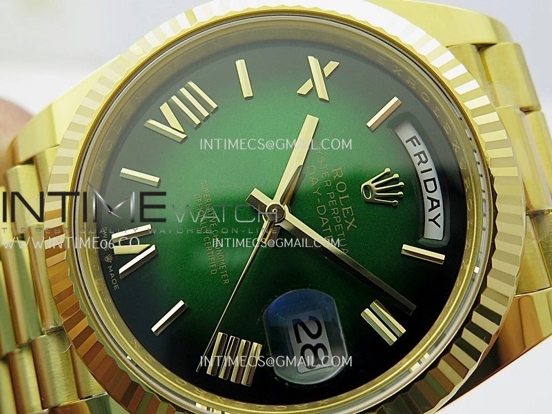 Day Date 40 YG 228238 THBF 1:1 Gain Weight Best Edition Green Ombre Dial Roman Marker on President Bracelet VR3255 V3