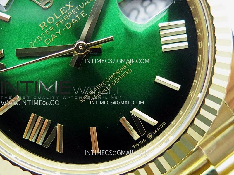 Day Date 40 YG 228238 THBF 1:1 Gain Weight Best Edition Green Ombre Dial Roman Marker on President Bracelet VR3255 V3