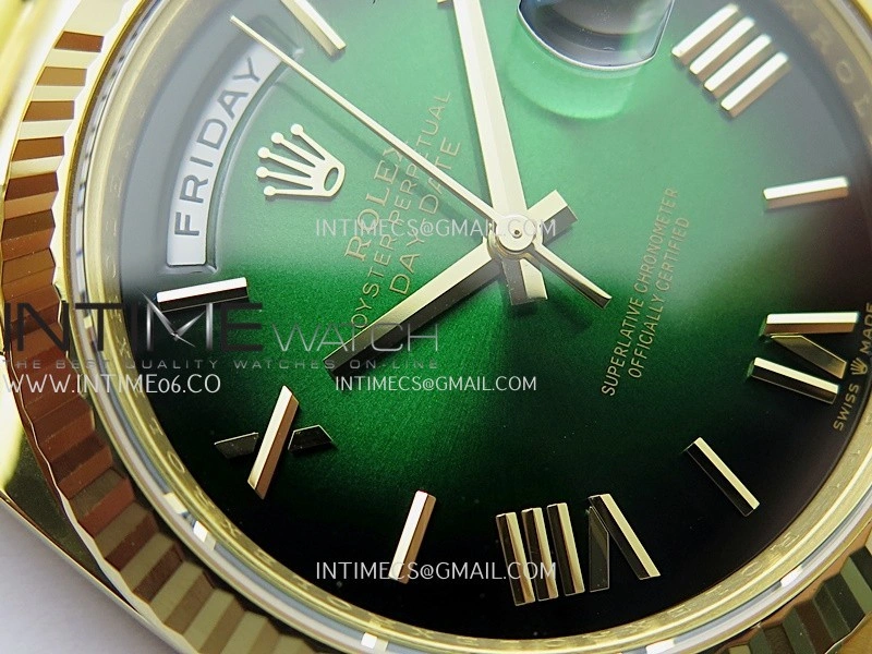 Day Date 40 YG 228238 THBF 1:1 Gain Weight Best Edition Green Ombre Dial Roman Marker on President Bracelet VR3255 V3