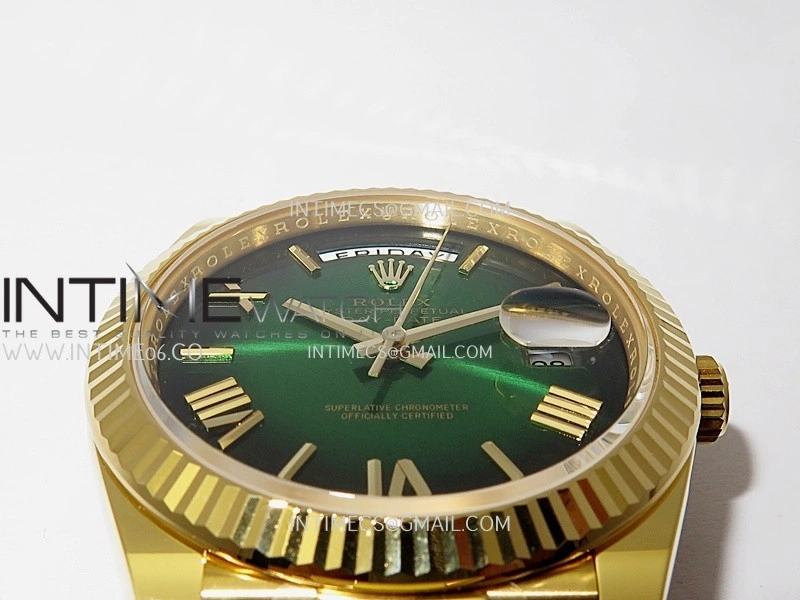 Day Date 40 YG 228238 THBF 1:1 Gain Weight Best Edition Green Ombre Dial Roman Marker on President Bracelet VR3255 V3
