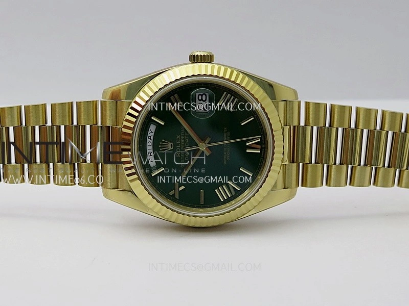 Day Date 228238 40mm Gain Weight QF 1:1 Best Edition Green Dial Roman Marker On YG President Bracelet SH3255