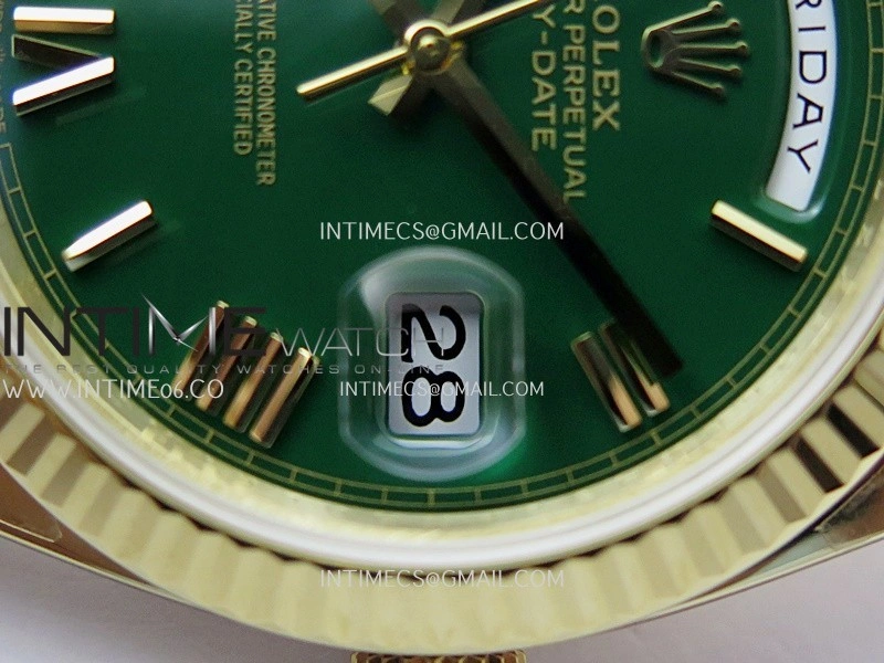 Day Date 228238 40mm Gain Weight QF 1:1 Best Edition Green Dial Roman Marker On YG President Bracelet SH3255