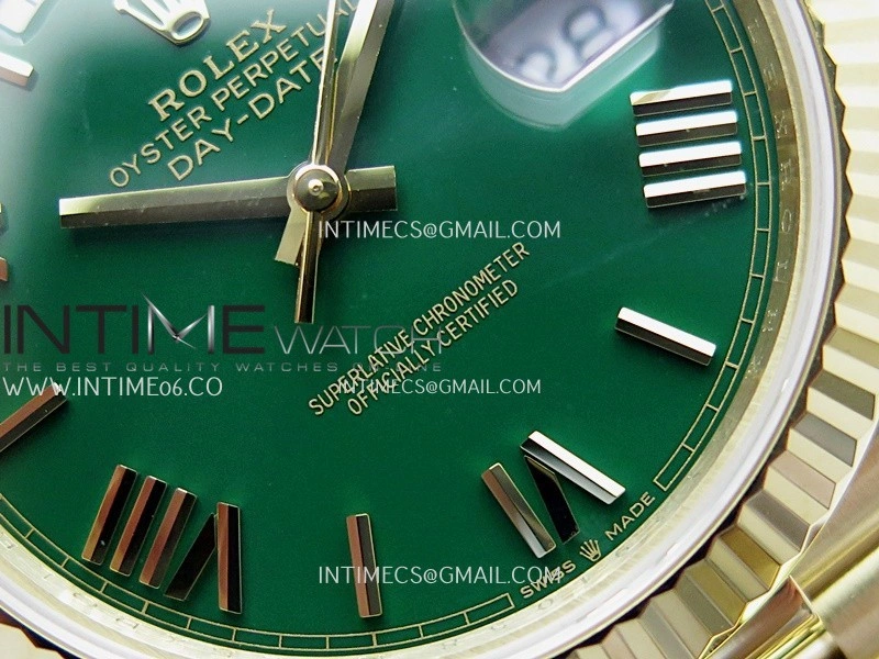 Day Date 228238 40mm Gain Weight QF 1:1 Best Edition Green Dial Roman Marker On YG President Bracelet SH3255