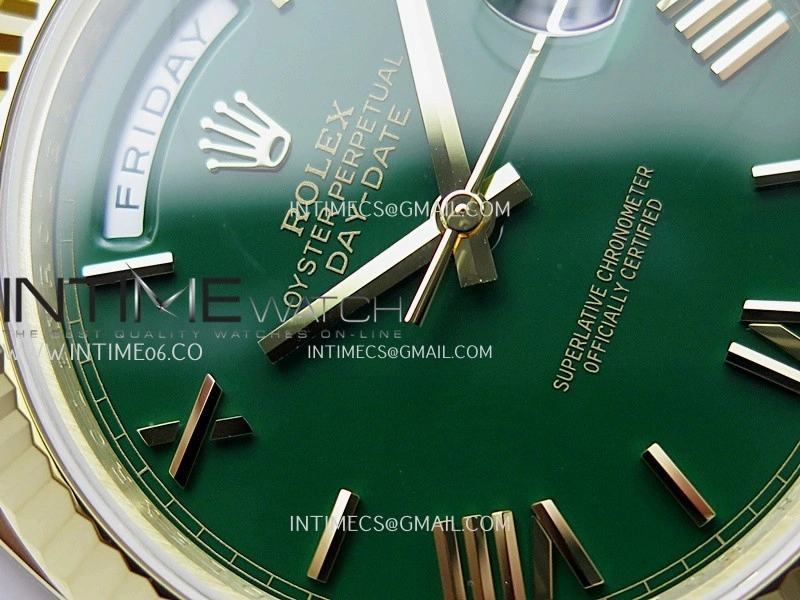 Day Date 228238 40mm Gain Weight QF 1:1 Best Edition Green Dial Roman Marker On YG President Bracelet SH3255