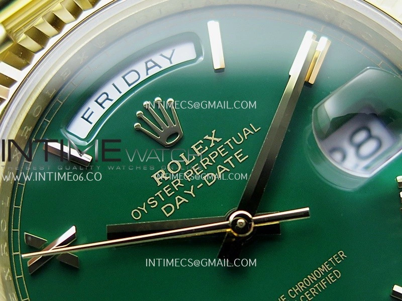 Day Date 228238 40mm Gain Weight QF 1:1 Best Edition Green Dial Roman Marker On YG President Bracelet SH3255
