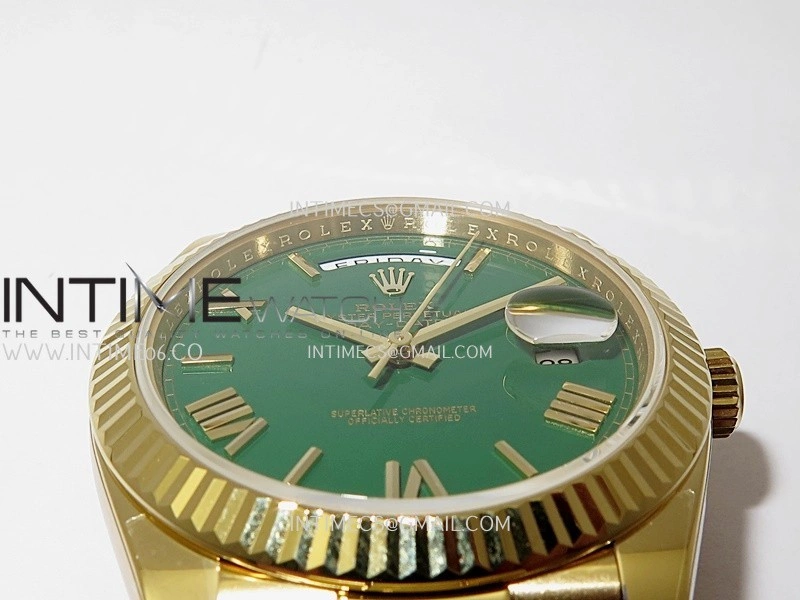 Day Date 228238 40mm Gain Weight QF 1:1 Best Edition Green Dial Roman Marker On YG President Bracelet SH3255