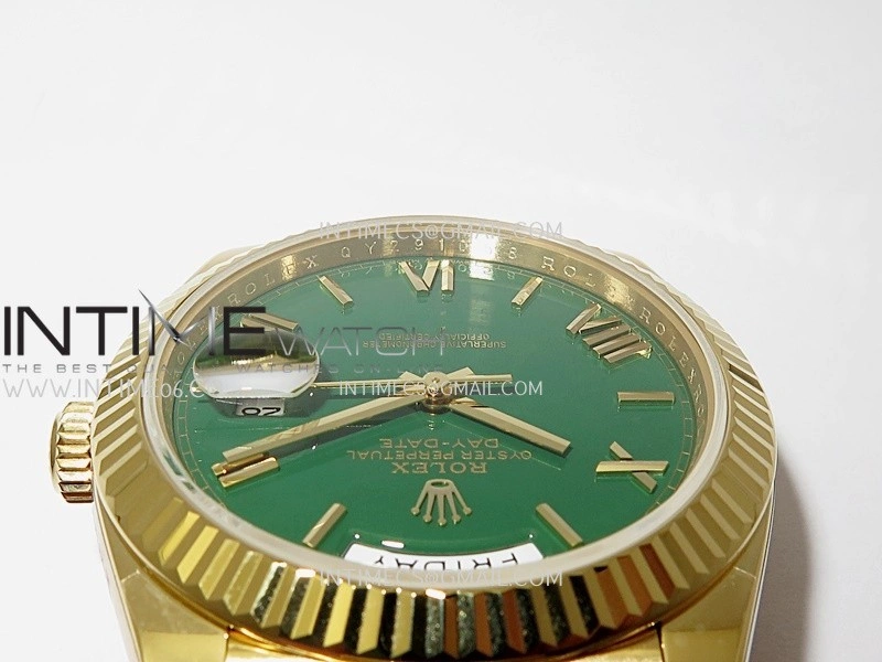 Day Date 228238 40mm Gain Weight QF 1:1 Best Edition Green Dial Roman Marker On YG President Bracelet SH3255
