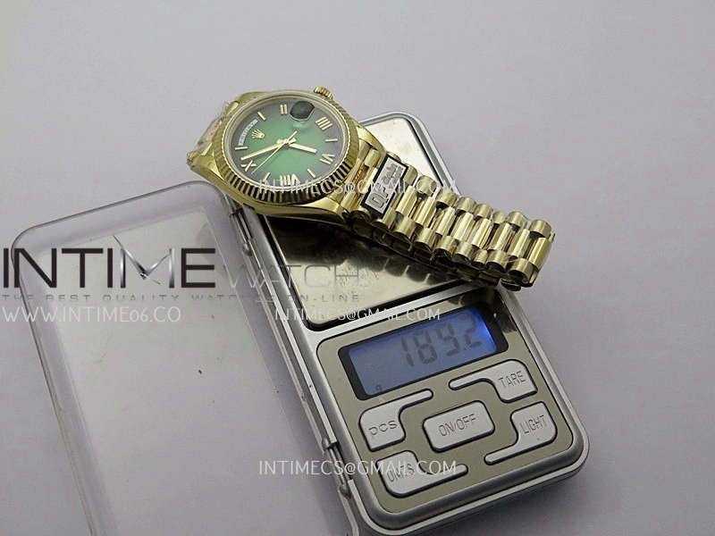 Day Date 228238 40mm Gain Weight QF 1:1 Best Edition Green Dial Roman Marker On YG President Bracelet SH3255