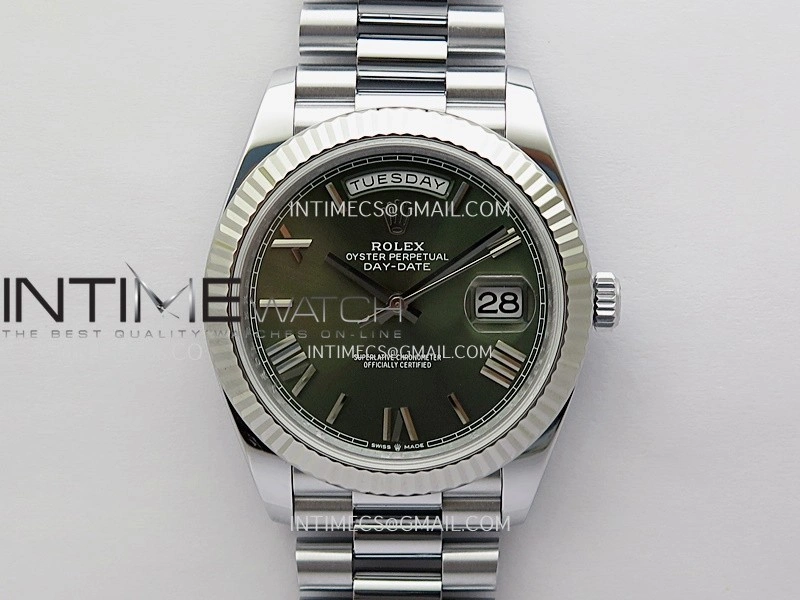 Day Date 228239 40mm Gain Weight QF 1:1 Best Edition Green Dial Roman Marker On YG President Bracelet SH3255