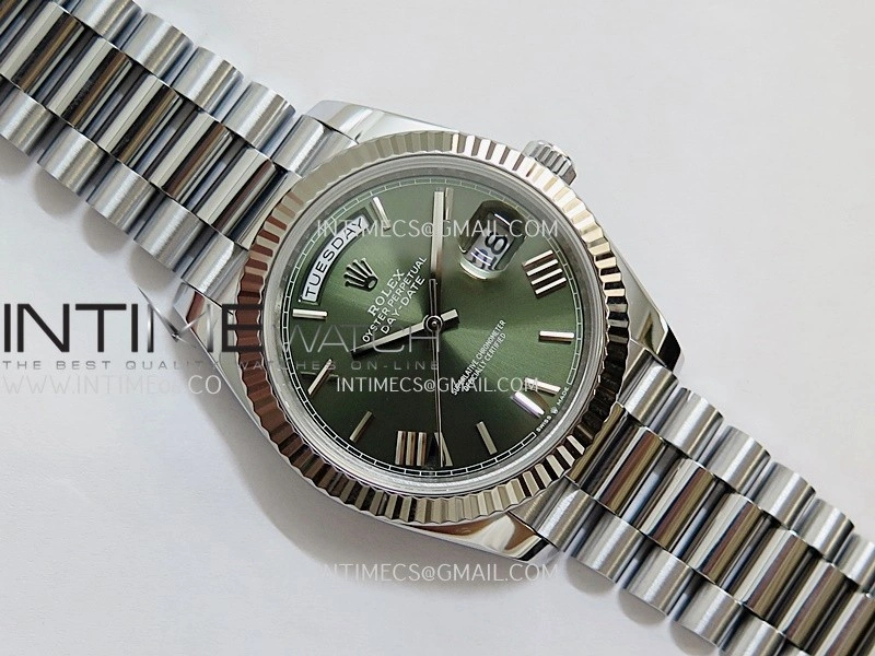 Day Date 228239 40mm Gain Weight QF 1:1 Best Edition Green Dial Roman Marker On YG President Bracelet SH3255