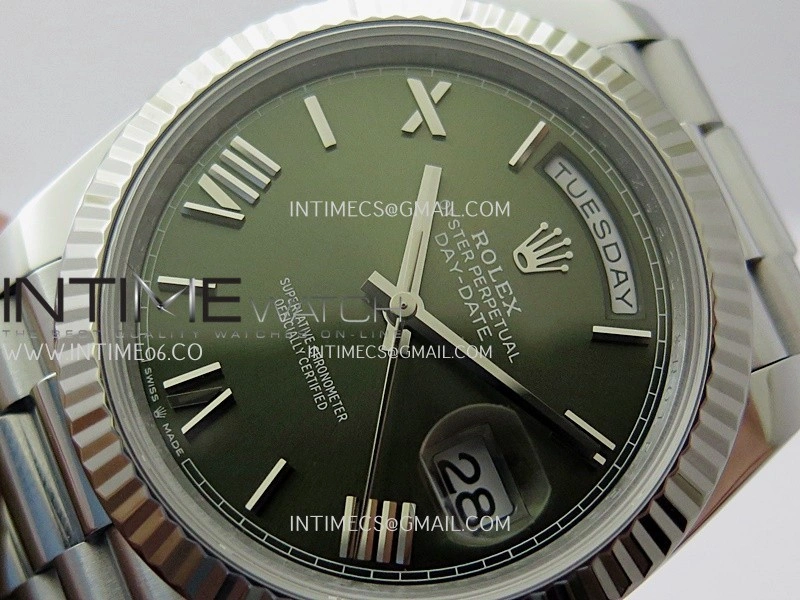 Day Date 228239 40mm Gain Weight QF 1:1 Best Edition Green Dial Roman Marker On YG President Bracelet SH3255