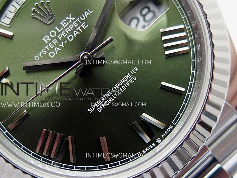 Day Date 228239 40mm Gain Weight QF 1:1 Best Edition Green Dial Roman Marker On YG President Bracelet SH3255