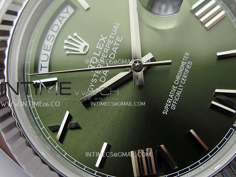 Day Date 228239 40mm Gain Weight QF 1:1 Best Edition Green Dial Roman Marker On YG President Bracelet SH3255