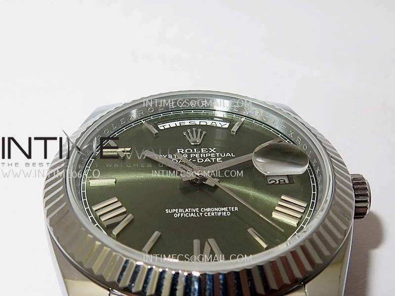 Day Date 228239 40mm Gain Weight QF 1:1 Best Edition Green Dial Roman Marker On YG President Bracelet SH3255