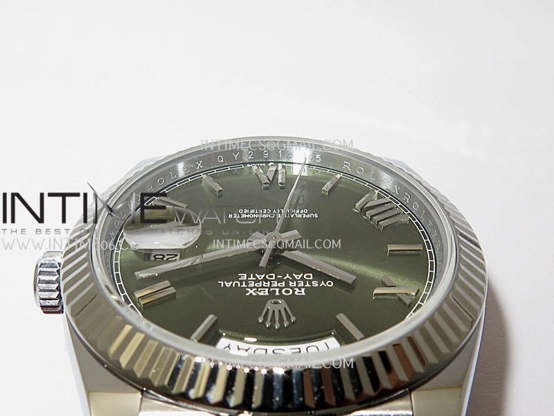 Day Date 228239 40mm Gain Weight QF 1:1 Best Edition Green Dial Roman Marker On YG President Bracelet SH3255