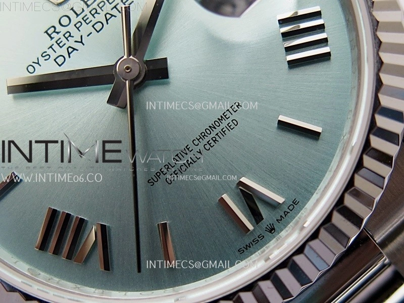 Day Date 128239 Gain Weight SS QF 1:1 Best Edition Ice Blue Dial Roman Markers on SS President Bracelet
