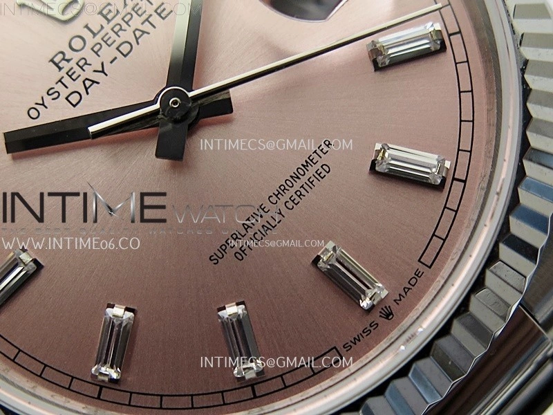 Day Date 128239 Gain Weight SS QF 1:1 Best Edition Pink Dial T-Diamond Markers on SS President Bracelet