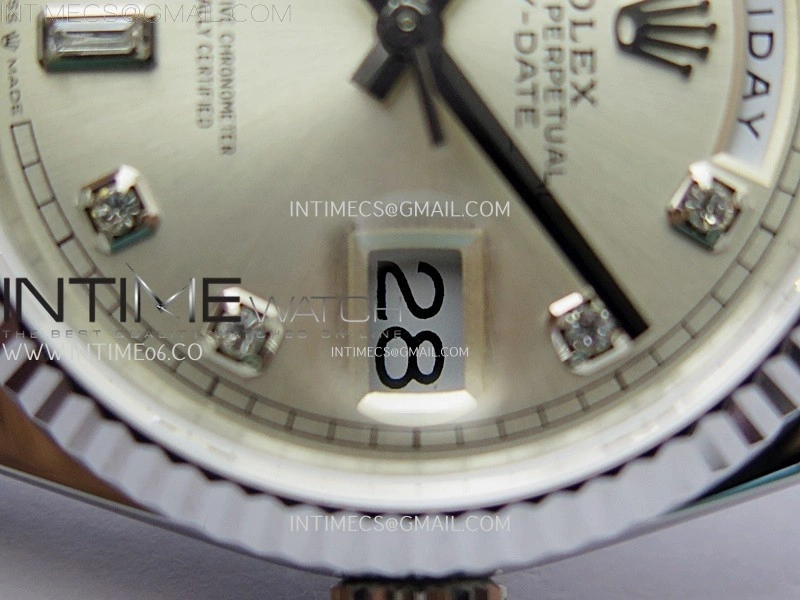 Day Date 128239 Gain Weight SS QF 1:1 Best Edition Silver Dial Diamond Markers on SS President Bracelet