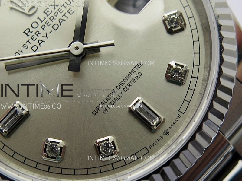 Day Date 128239 Gain Weight SS QF 1:1 Best Edition Silver Dial Diamond Markers on SS President Bracelet
