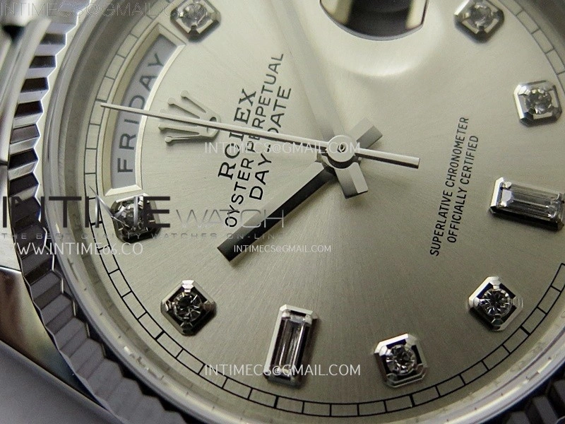 Day Date 128239 Gain Weight SS QF 1:1 Best Edition Silver Dial Diamond Markers on SS President Bracelet